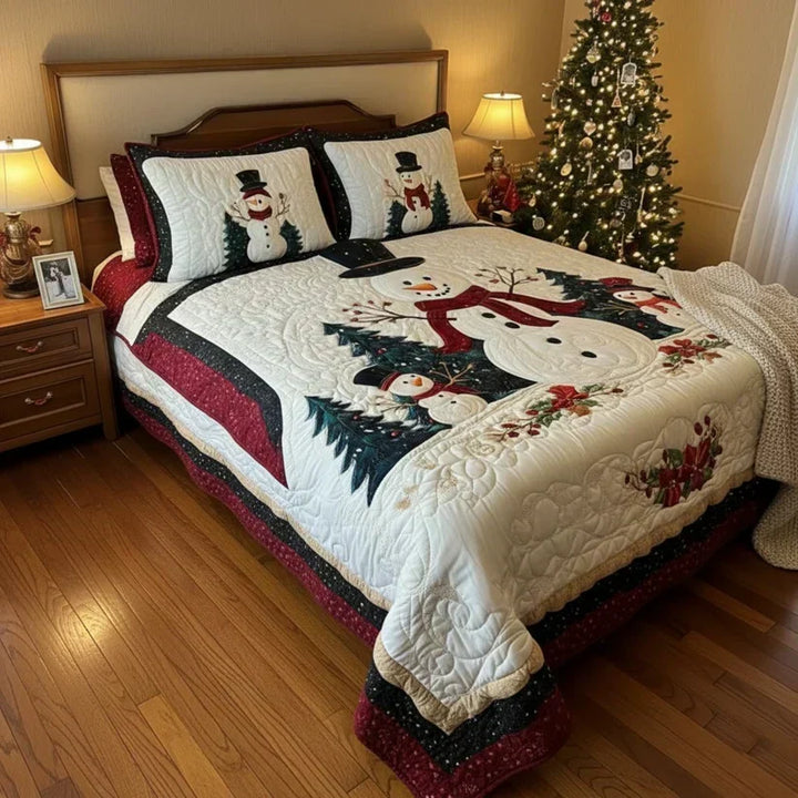 Quilted 3-Piece Bedding Set - Snow Friends