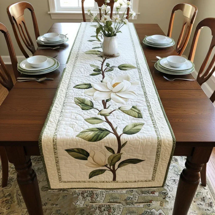Quilted Table Runner - Rustic Magnolia Bloom